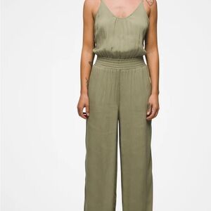 Prana Green Jumpsuit Relaxed Wide-Leg Design